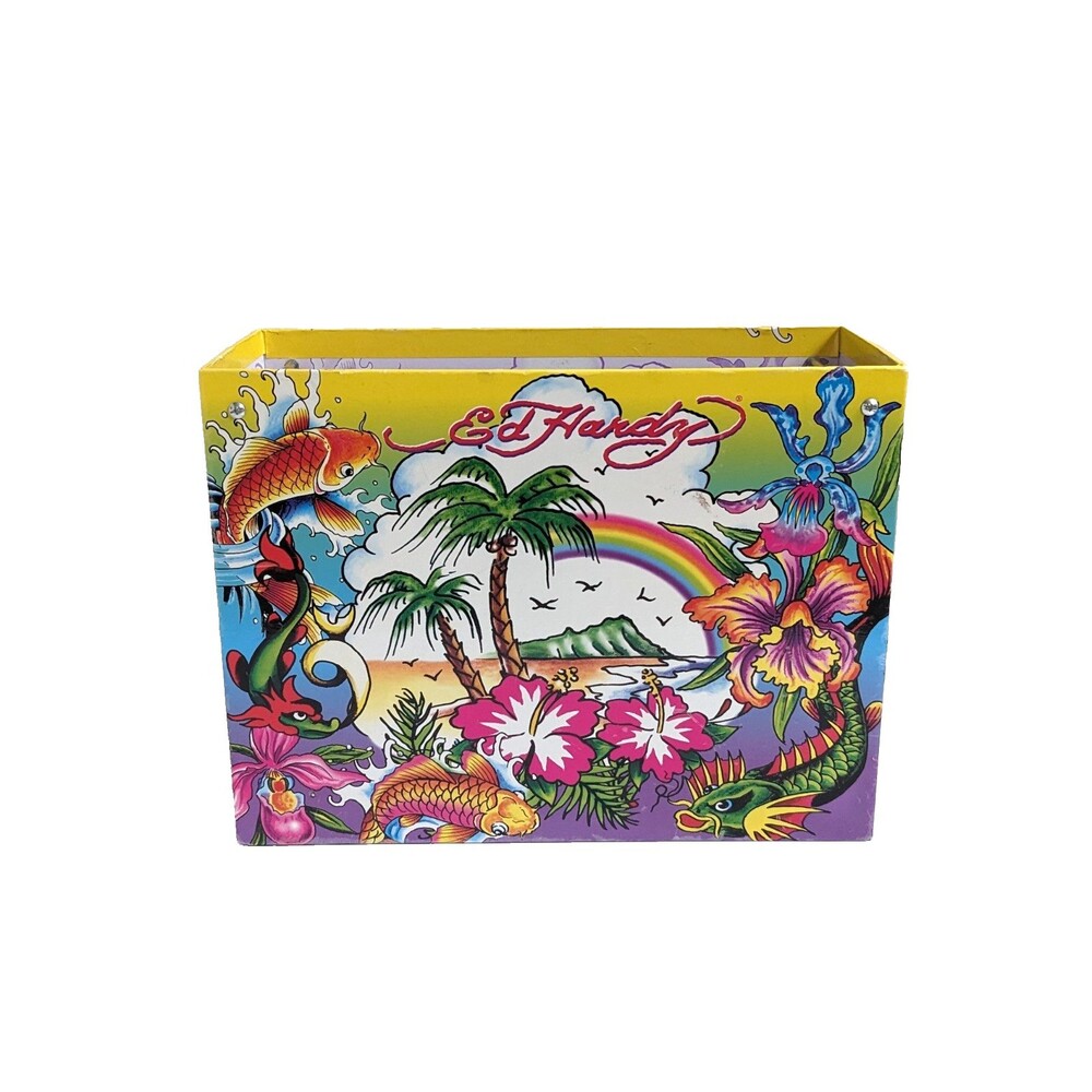 Ed Hardy‎ x Lisa Frank Hanging File Box Tropical Tattoo Art Koi Dragon Rainbow